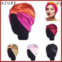 AZURE ผู้หญิง หมวกคลุมศีรษะ โบว์จีบ ที่คาดผมยางยืด Salon Bonnet หมวกนอนตอนกลางคืน หมวกผ้าโพกหัว