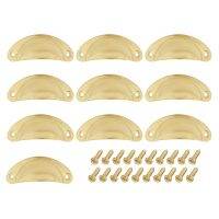 Cup Drawer Pull Kitchen Cabinet Handle Gold Tone, 66mm Hole Centers, 10 Pack