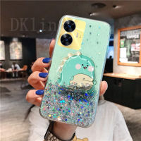 เคสโทรศัพท์สำหรับ Realme C55 C55NFC รูปแบบน่ารักเคสลายการ์ตูน Realme 10T 5G 2023ดีไซน์ไดโนเสาร์ Quicksand วงเล็บ Realmec55ฝาหลังอ่อน NFC