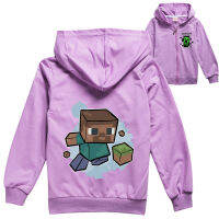 Minecraftsเด็กซิปเสื้อแขนยาวHooded Coatเสื้อฤดูใบไม้ผลิฤดูใบไม้ร่วงการ์ตูนเด็กซิปเสื้อสเวตเตอร์ถัก8324เสื้อผ้าเด็กใส่ลำลองสำหรับฤดูใบไม้ร่วงฤดูหนาวหลวมเสื้อคาร์ดิแกนกีฬา