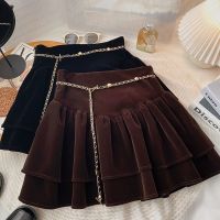 [COD] Suede ruffle womens autumn and winter 2022 new Korean version slimming all-match high waist anti-light