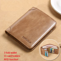 RFID Short Genuine Leather Men Wallet  Classic Cow Leather Wallets for Men Gift Money Purse Black Card Holder Wallet Men