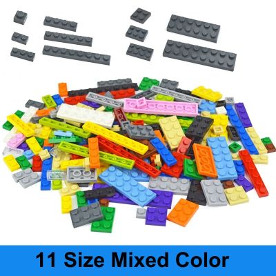 100Pcs Bulk Parts Thin Bricks 11 Size Mixed 15 Color Building Blocks Figures MOC Model Educational Construction Toy for Kid Gift