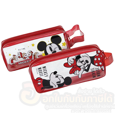 กระเป๋าดินสอ PVC กระเป๋า แบบซิป มีสายคล้องมือ ลาย Mickey Mouse CM-003 พลาสติกใส ทรงสี่เหลี่ยม ลิขสิทธิ์แท้ จำนวน 1ใบ พร้อมส่ง