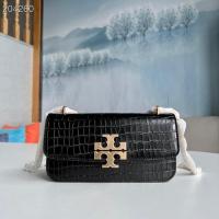 2023 new Tory Burch Ladys 2022 Counter Latest Eleanor Series New double T Logo hardware buckle crocodile grain leather long shoulde