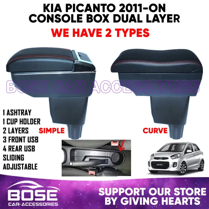 Kia Picanto 2011 2021 OEM Arm Rest Armrest Console Box Premium Double