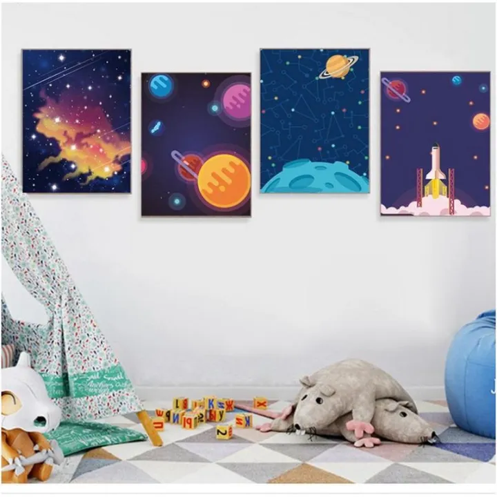 Hiasan Dinding Kartun Planet Alam Semesta Dekorasi Kamar Anak Wall