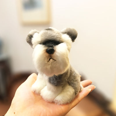 9เซนติเมตร3 12นิ้วน่ารักขนาดเล็ก Schnauzer ลูกสุนัขเหมือนจริงสุนัขของเล่นนุ่มตกแต่งบ้านปุยน่ารักของขวัญวันเกิดสำหรับเด็ก