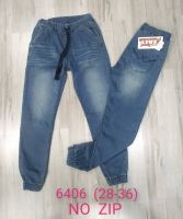 Jogger jeans จ็อกเกอร์ผ้ายีนส์ยืด เอวยางยืดมีเชื่อกรูดเอว สีบูลฟอกขัดสนิมบางๆ  Size 28-36