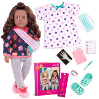 Our Generation Deluxe Doll - DOLL W/ ARM CAST W/ BOOK, KEISHA ตุ๊กตาเด็กผู้หญิง คีช่า พร้อมกับชุดเสื้อผ้าและหนังสือ