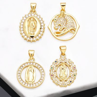 【CW】﹊✓  OCESRIO Mary Necklace Pendant Gold Plated Medal Jewelry Making Supplies Wholesale pdtb082