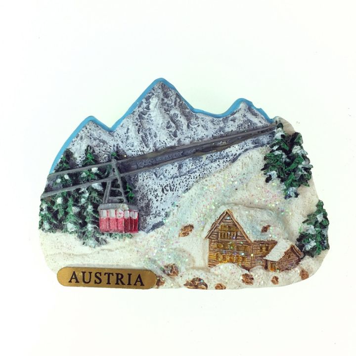 austria-the-alps-famous-ski-resort-travel-souvenir-fridge-magnets-3d-hand-drawn-creative-household-adornment-resin