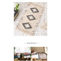 60x90cm Retro Bohemian Hand Cotton Linen Car Printed Rugs Tassel Bedside Rug Geometric Floor Mat Home Decor