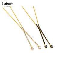 Lokeer สร้อยคอโชคเกอร์คริสตัลสีขาว/เหล็กสเตนเลสสีดำทันสมัย,จี้โบฮีเมียนประดับชายหาดสำหรับ N22151ผู้หญิงหญิงสาว