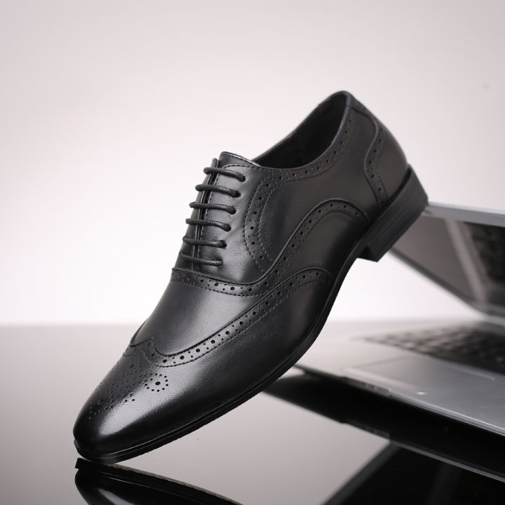 Handmade Men Dress Shoes Genuine Leather Derby Shoes Black Brown ...