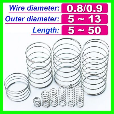 10Pcs Wire Diameter 0.8mm 0.9mm Compression Spring Buffer Return Short Small Spring Release Pressure Y-type 304 Stainless Steel Cable Management