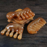 Kui-Min NATURAL OX Horn Gua Sha เครื่องมือขูดจุดนวดร่างกายเต็มรูปแบบหวีฟันกว้าง