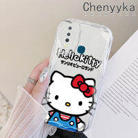 Chenyyka เคสสำหรับ VIVO Y12 Y17 Y15 Y3s Y3 2020เคสการ์ตูนสีสันสดใสลายฮัลโหลคิตตี้เนื้อครีมเคสมือถือโปร่งใสเคสกันกระแทกซิลิโคนเคสนิ่มแบบใสป้องกันเลนส์กล้อง