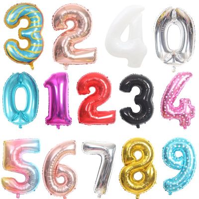 Big Size Number Balloon Rose Gold Silver Digit Figure Ballon Adult Birthday Wedding Decor Party Supplies Kid Boy toy Baby Showe Balloons