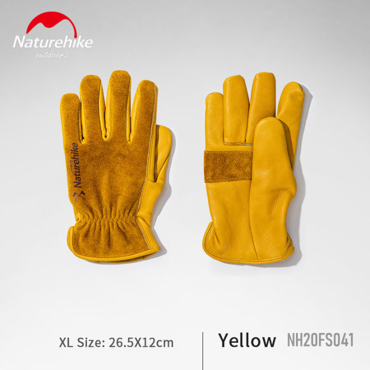 2021naturehike-outdoor-cowhide-gloves-labor-insurance-wear-resistant-working-camping-leather-retro-yellow-gloves