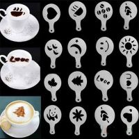 16Pcs/ Set Fancy Coffee Printing Model Cappuccino Foam Spray Cake Stencils Sugar Powdered Chocolate Cocoa Coffee Accessories