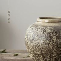 เครื่องประดับ Jingdezhen Zen โหลภาชนะดินเผาผิวหยาบขนาดใหญ่การจัดเรียงดอกไม้แฮนด์เมดย้อนให้นึกถึงสมัยก่อนแจกันเซรามิก