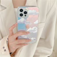 ins เมฆขาวเลเซอร์สไตล์เกาหลี 1213pro เคสศัพท์เหมาะสำหรับ Apple 1114plus เคสนิ่มหุ้มทั้งเครื่อง