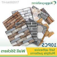 ❍ KPS 10Pcs/lot Self-Adhesive Wallpaper 3D Stone Pattern Waterproof Wall Stickers Brick For Kitchen Living Room Home Decoration