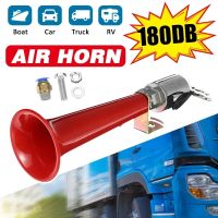 12V 24V 180DB Red Super Loud Single Car Trumpet Air Horn Compressor Car Horn Speaker Kit for Cars Trucks Boats Motorcycles