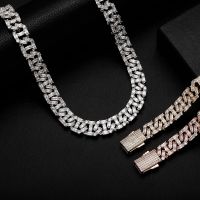 13mm All Baguettes Iced Out Necklaces for Men Women Bling Zircon Cuban Chain Hip Hop Goth Jewelry