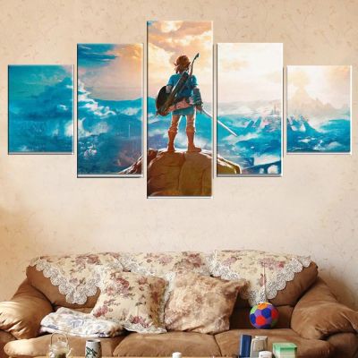 5 Pieces Canvas Wall Art Frames Printed Home Decor Pictures Game Assassin Characters Painting Video Poster For Living Room