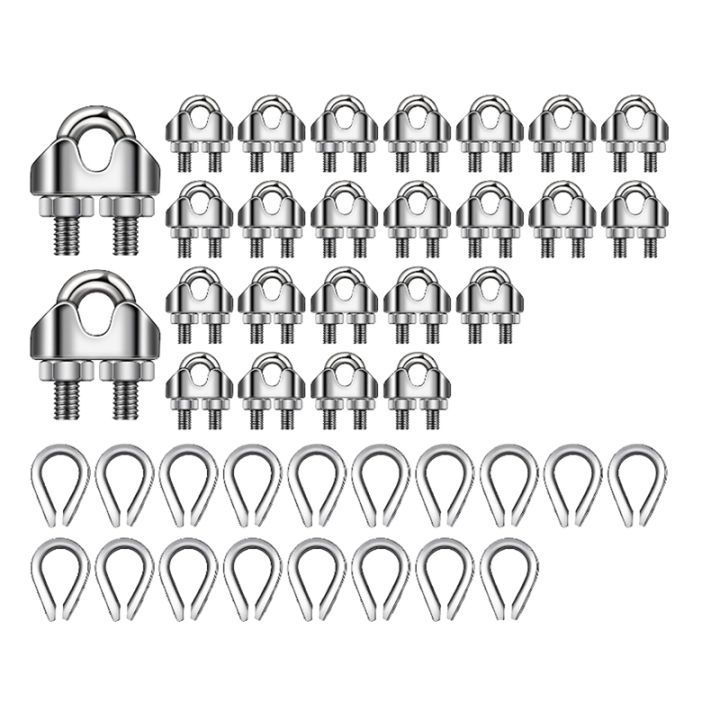 50 Piece Wire Rope Kit M3 Metal Wire Rope Cable Clamp and M3 Stainless