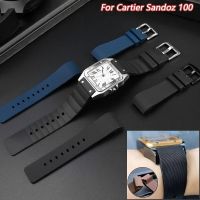 Soft Rubber Watch Strap For Cartier Sandoz Santos 100 Silicone Men Women Watchband 20Mm 23Mm Stainless Steel Buckle Accessories