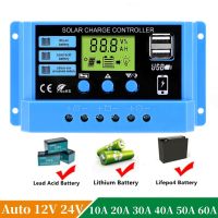 10A 20A 30A 40A 50A 60A Solar Charge Controller 12V 24V PWM Solar Regulator For Lithium Iron Phosphate/Lead Acid/Lithium Battery