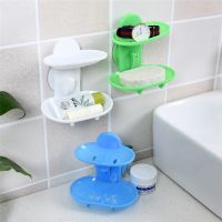 Fashion dual-strong suction cup soap box soap dishes bunk water bath basket soap holder Soap Dish Plate Holder Kitchen Bathroom