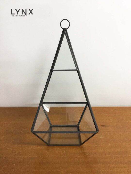 lynx-pyramid-23-5cm-black-แจกันกระจก-แจกันแขวน-ทรงเรขาคณิต-ตกแต่งบ้านสมัยใหม่และมีสไตล์-สูงรวมจุกแขวน-24-ซม-ไม่สามารถใส่น้ำได้