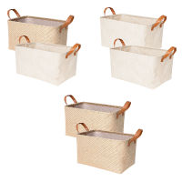 2Pcs Woven Storage Basket Eco-Friendly Box Foldable Organizer Box Laundry Baskets Toys Sundries Organizer