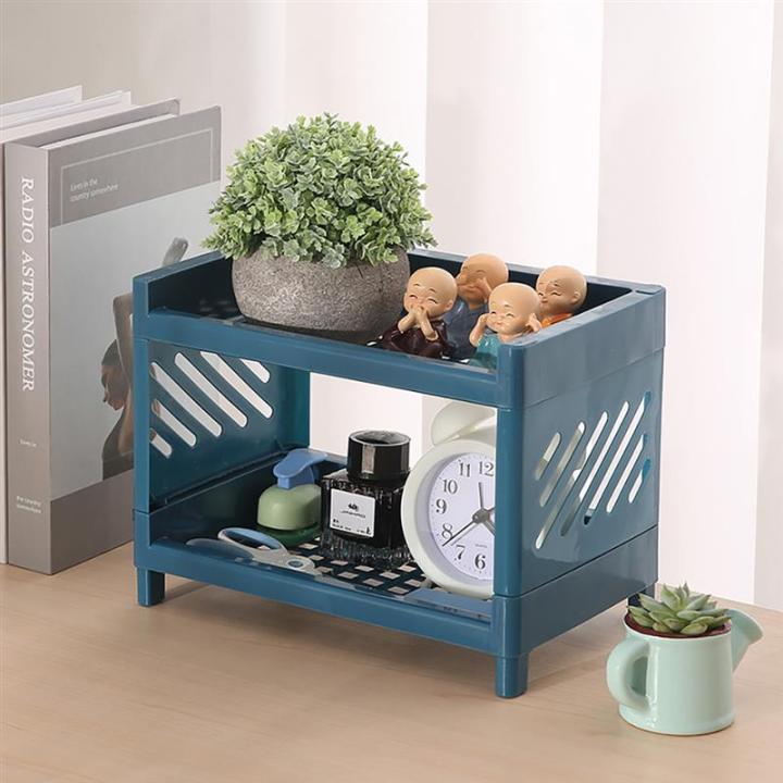 2 Tier Desk Shelf Organizer Desktop Organizer Shelf Storage Bookshelf  Detachable