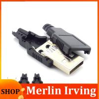 Merlin Irving Shop 10pcs 3 in 1 Type A Male 2.0 USB Socket Connector 4 Pin Plug With Black Plastic Cover Solder Type DIY Connector