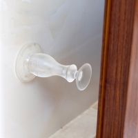 Transparent Door Stop Silicone Catch Holder Wall Mount  Door Handle Stopper  Door Stopper Mute No Trace Black White Decorative Door Stops