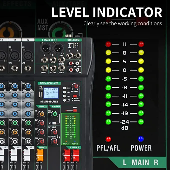 XTUGA CT120 12-Channel Professional Audio Mixer for Computer