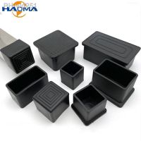 Black Square PVC Foot Pads Soft Rubber Chair Table Feet Dust Cover Socks Non-slip Floor Furniture Protector Steel Pipe Plugs