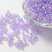 50g Eco-Friendly Transparent Acrylic Beads Round AB Color Lilac 4mm Hole: 1.5mm about 1700pcs/50g