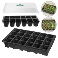 24 Holes Plastic Germination Box Flower Nursery Pots Planting Seed Tray With Clear Cover Grow Box Seedling Starter Garden