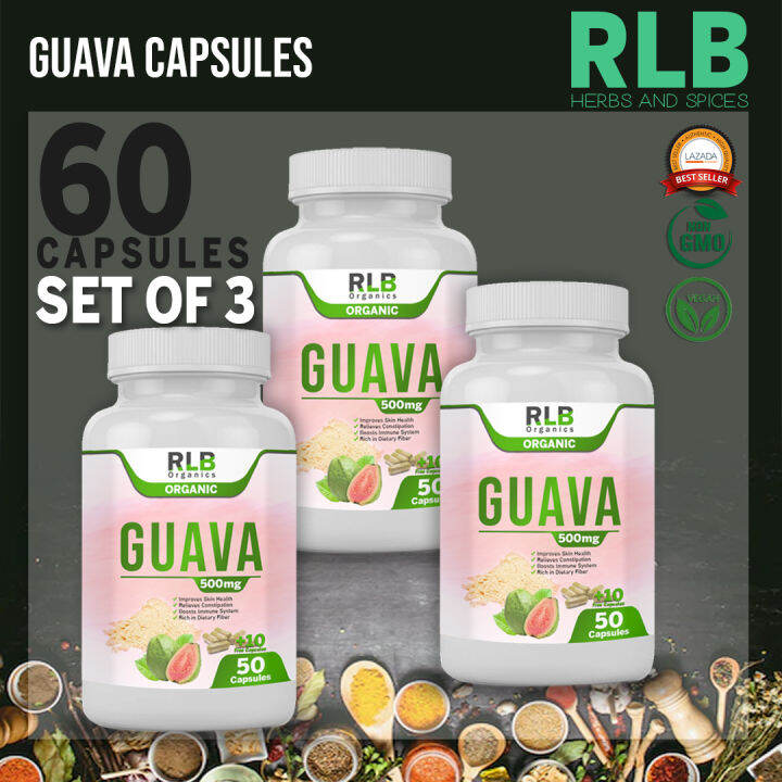 Set of 3 Guava Leaf Capsules 60 pcs High in Vitamin C Levels Anti