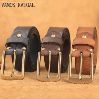 Genuine leather Belt Men Handmade Vintage Copper Buckle Men Belts Fashion Top Quality Cowhide Male Strap For Jeans Belts