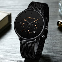 CRRJU Business Black Quartz Watch Men Fashion Casual Date Chronograph Steel Wrist Watches Elegant Daily Dress clocks dropship