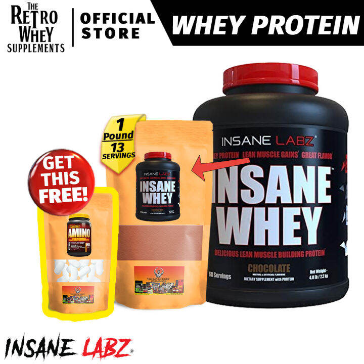 Insane Labz Insane Whey 1 Pound (454g) CHOOSE your FREE 5pcs. Amino