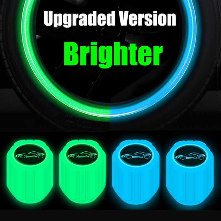4pcs Green/blue Luminous Cars Wheel Tire Valves Tyre Stems Universal