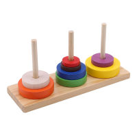 Baby Toys Colorful Wooden Blocks Rainbow Stacking Ring Tower Stapelring Blocks kids Montessori Toy Early Education Teaching Aids